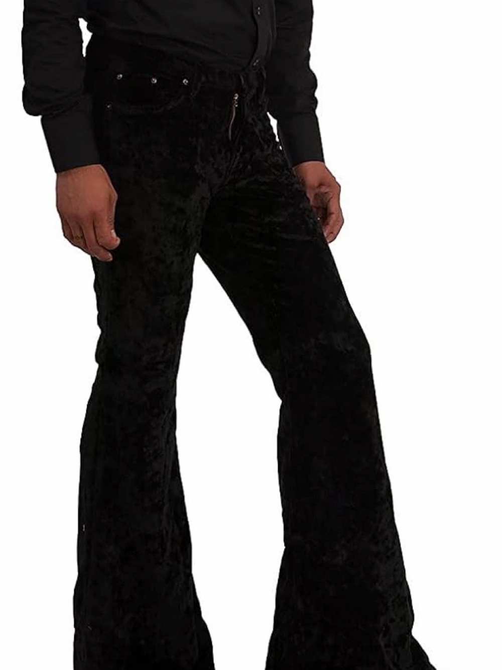 Men's Velvet Relaxed Retro 60s 70s Bellbottom Stretch-fit Disco Pants